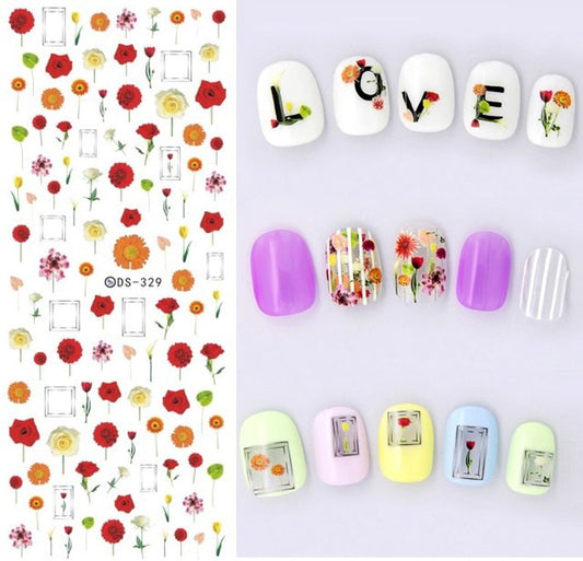 Single Flowers Nail Water Decals