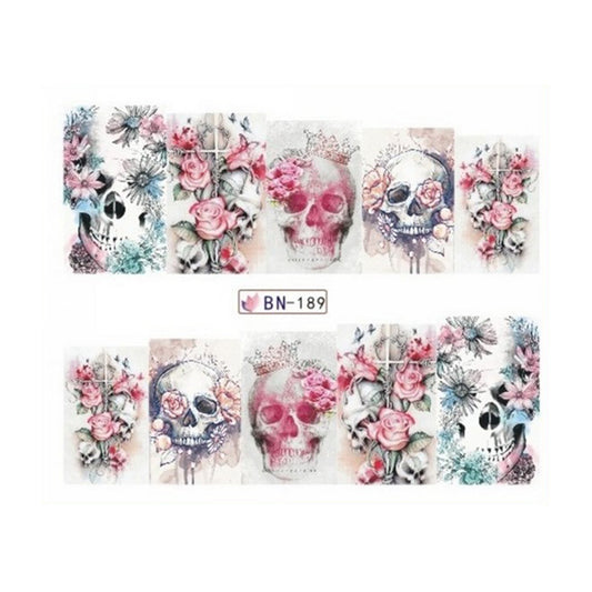 Skulls + Pretty Flowers Nail Decals