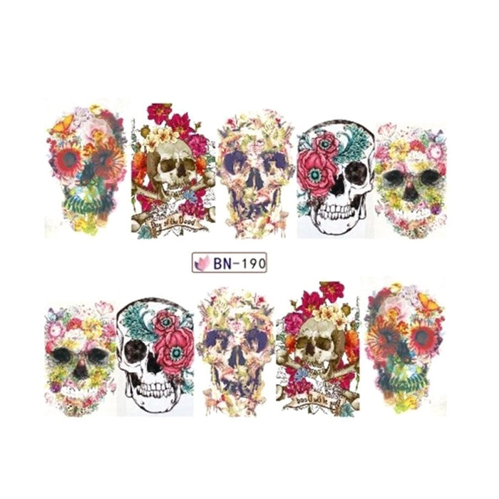 Flowery Skulls Water Decals