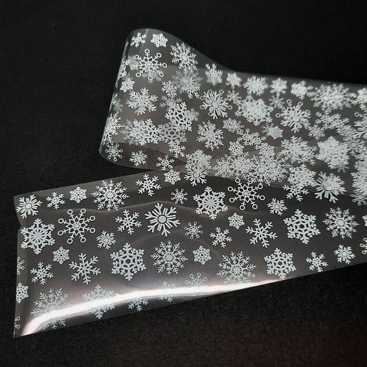 Christmas Nail Foil White Snowflakes on Clear