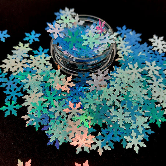 Snowflakes Nail Glitter, Iridescent Blue Shades