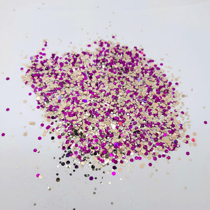 Paillettes pour ongles rose et or clair « Sparkling Fuschia »