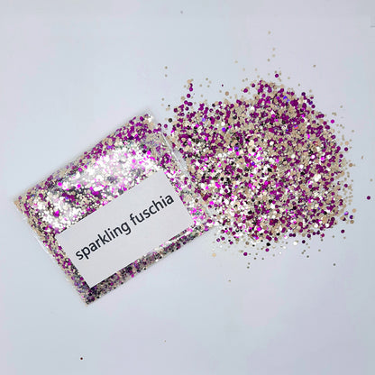 Paillettes pour ongles rose et or clair « Sparkling Fuschia »