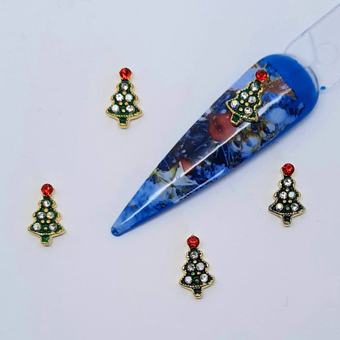 Sparkly Xmas Tree Nail Charms x 4