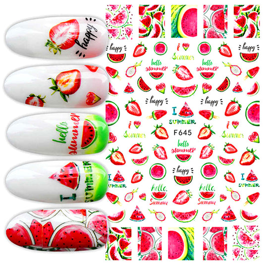 Strawberry + Watermelon Nail Stickers