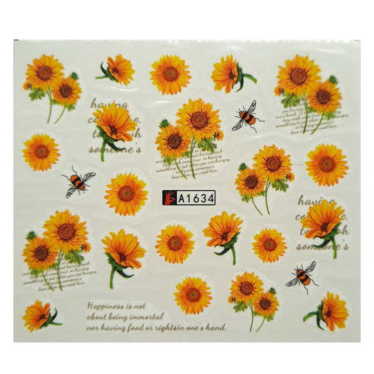 Sunflowers +Bees Nail Water Decals