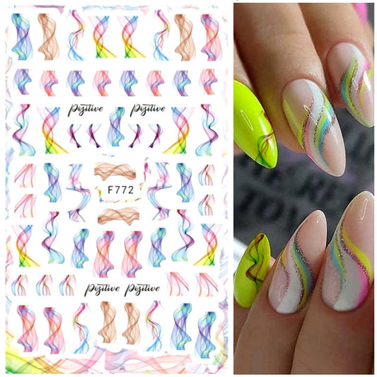 Gorgeous nail stickers with wavy lines