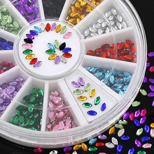 Oval Nail Rhinestones, Mixed Colours