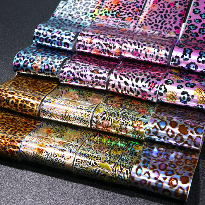 A set of beautiful shiny animal print nail foils