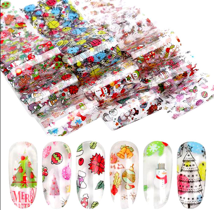 A set of 10 cute Christmas nail foils