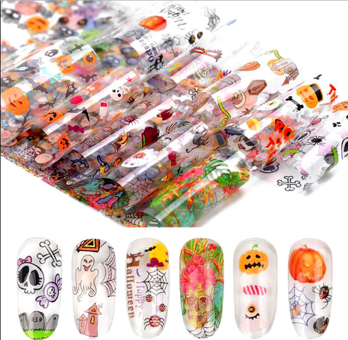 A set of 10 cute Halloween nail foils