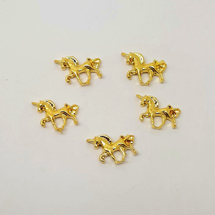 Unicorn Nail Charms, Gold or Silver x 6