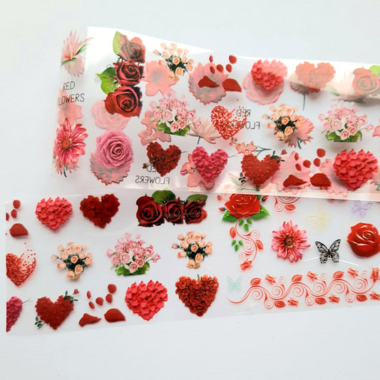 Valentine Roses + Hearts Nail Foil