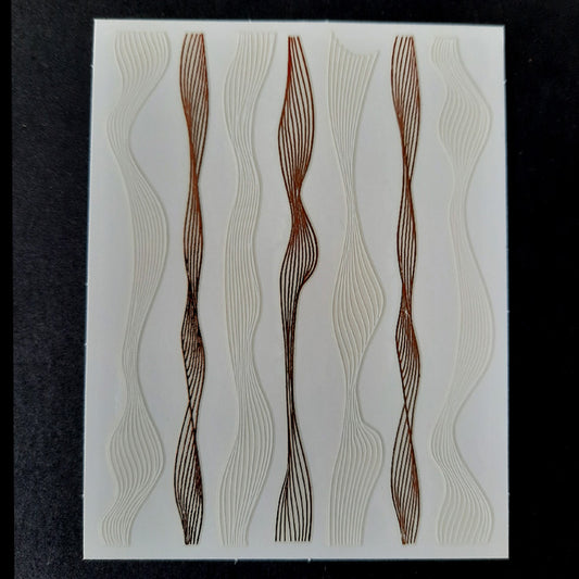 Wavy Lines Stickers, Rose Gold + White