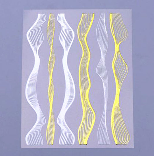 Wavy Lines Stickers, Gold + White