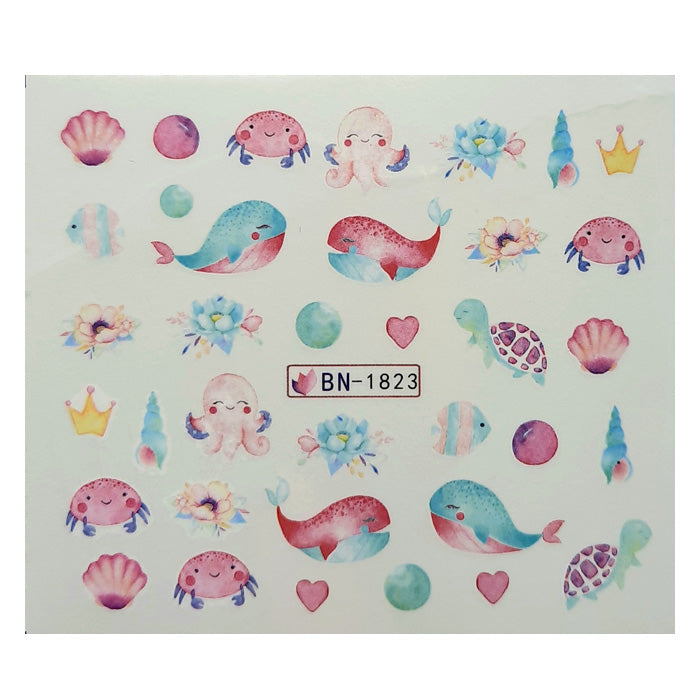 Cute Whales + Turtles Nail Decals