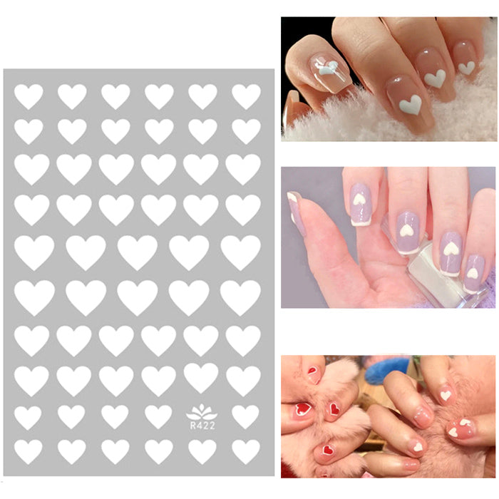 Hearts Nail Stickers, White