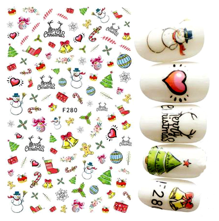 Cute Self Adhesive Xmas Nail Stickers F280