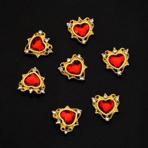 ornate heart charms red