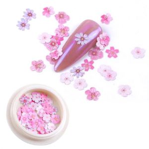 pink flowers nail slices
