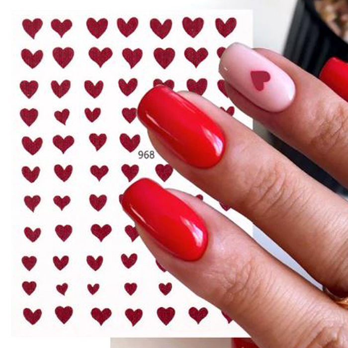 Red Hearts Nail Stickers – Bellissa